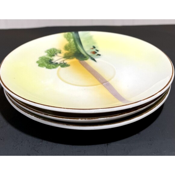 3 PCS antique chikaramachi saucer, hand paint, made in Japan. - Picture 4 of 4